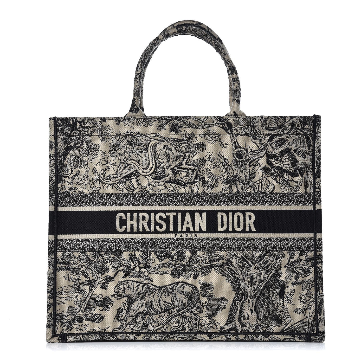 Christian Dior Canvas Embroidered Large Dioriviera Toile De Jouy Book Tote Blue 1 of 11