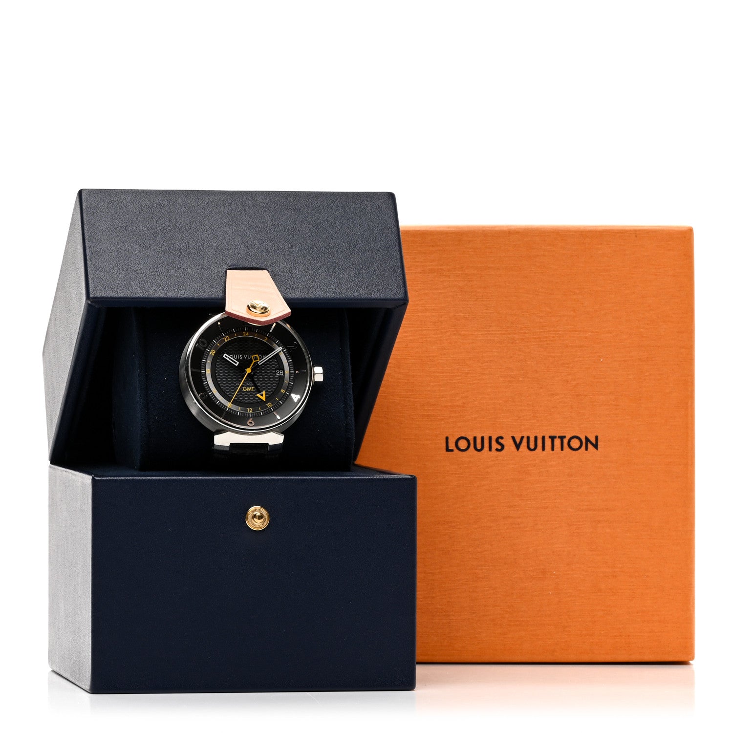 Louis Vuitton Stainless Steel Damier 41mm Tambour GMT Automatic Watch Graphite 5 of 5