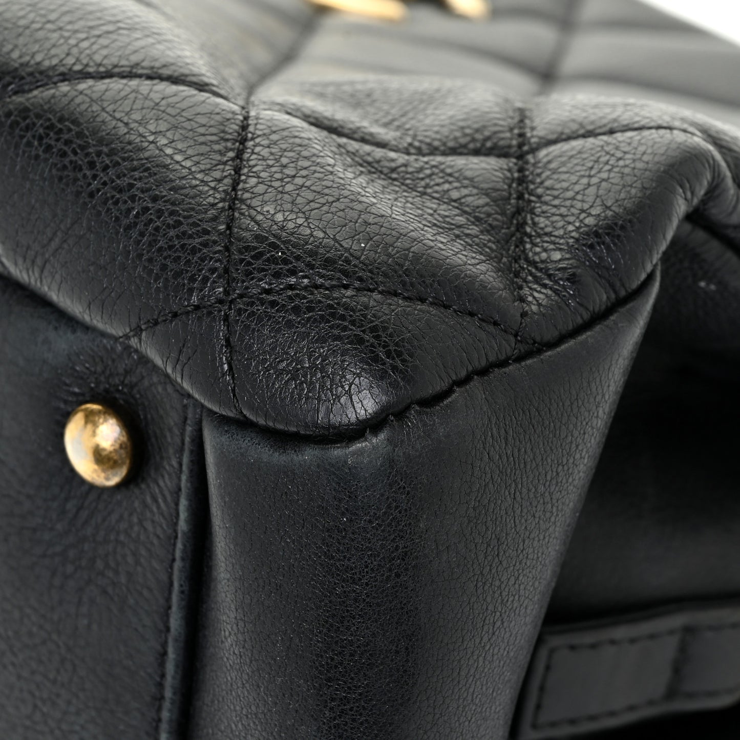 Calfskin Quilted Small CC Crown Tote Black