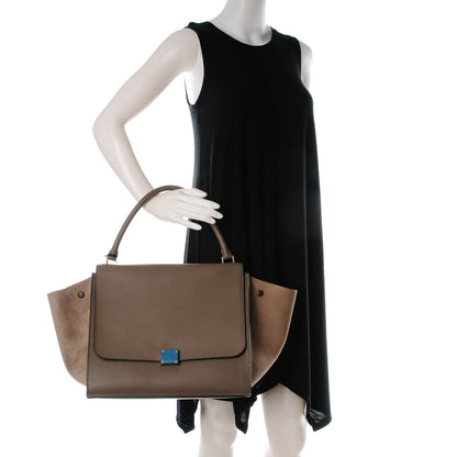 Celine Drummed Calfskin Suede Large Trapeze Souris 2 of 8