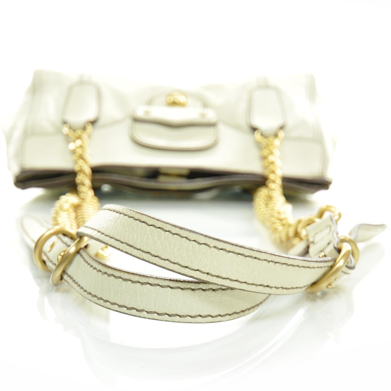 Miu Miu Leather Small Chain Shoulder Bag Ivory 6 of 11
