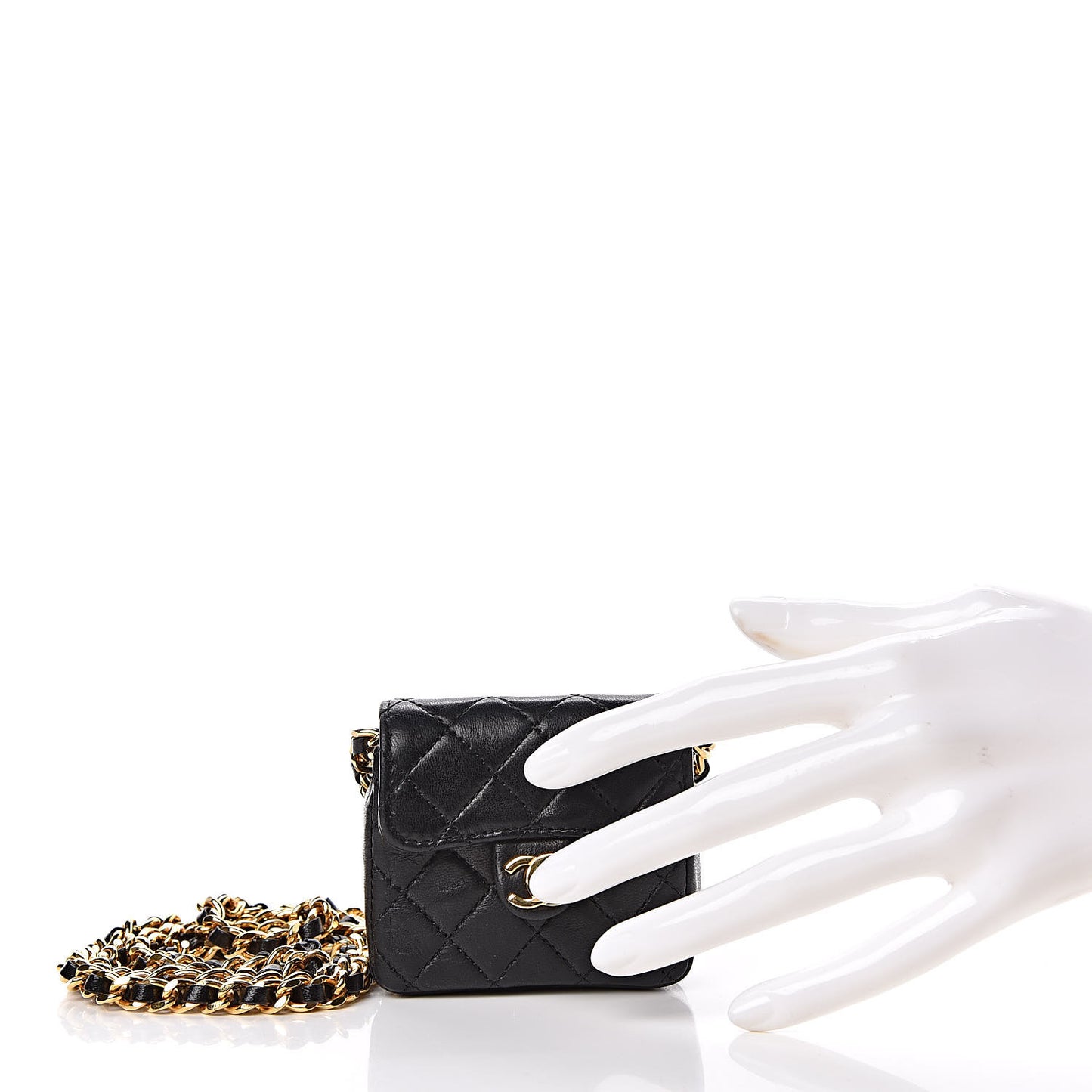 Lambskin Quilted Micro Mini Flap Black