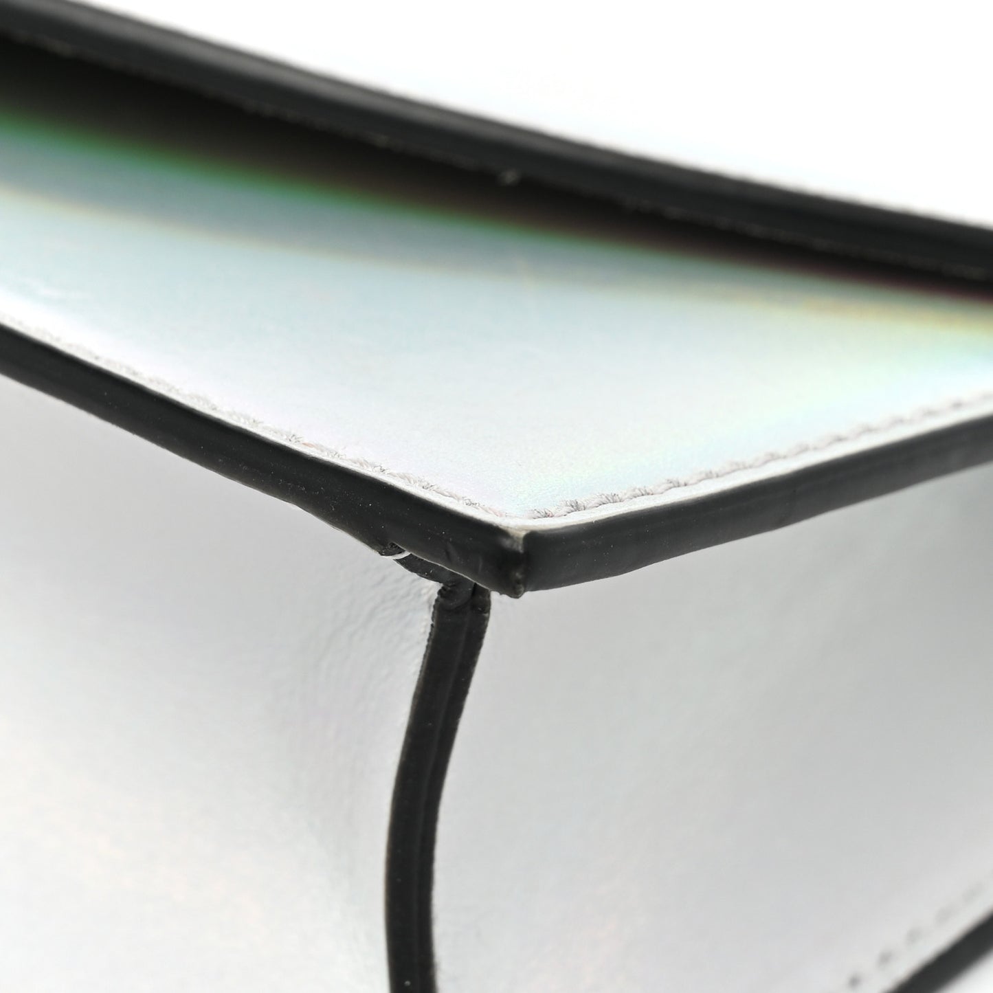 Iridescent Calfskin Loubi54 Crossbody Clutch Silver