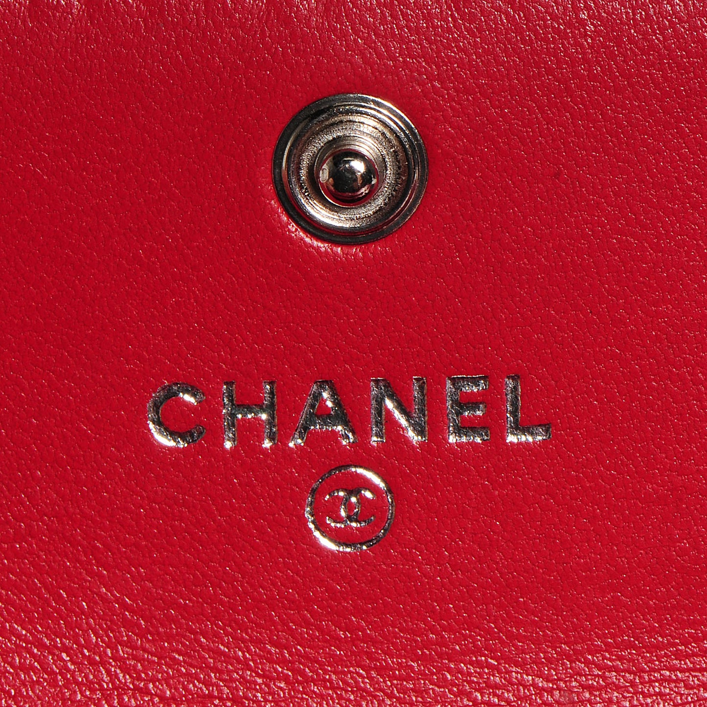 Lambskin Camellia Embossed Card Holder Wallet Rouge
