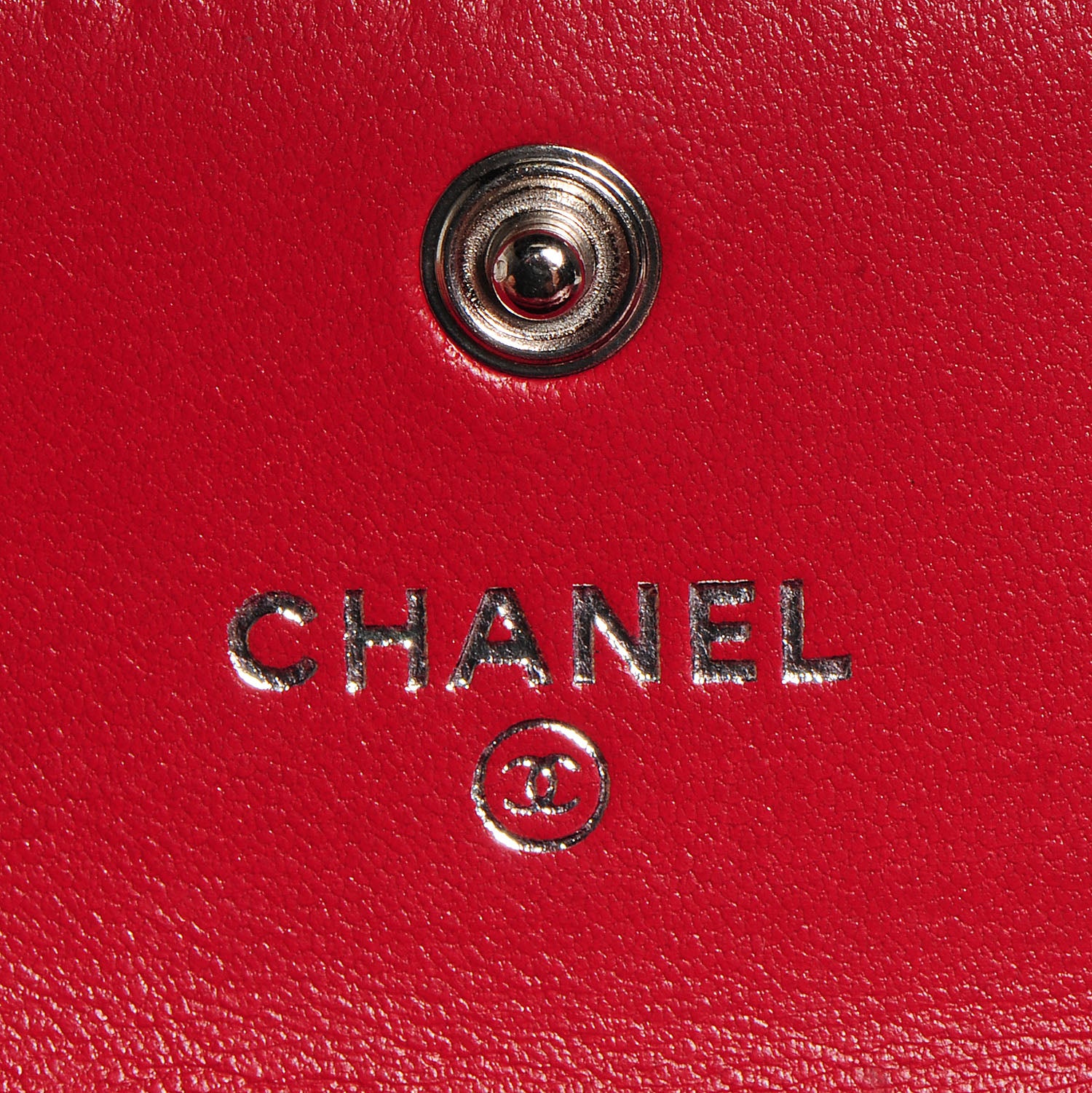 Chanel Lambskin Camellia Embossed Card Holder Wallet Rouge 6 of 9