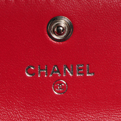 Chanel Lambskin Camellia Embossed Card Holder Wallet Rouge 6 of 9