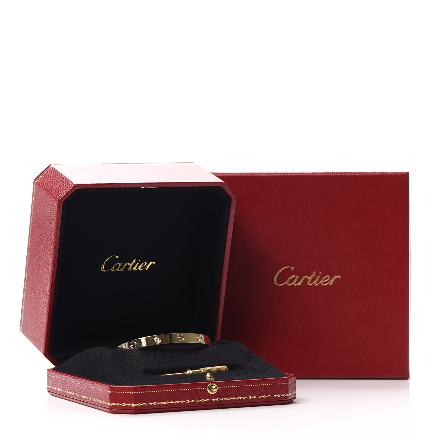 Cartier 18K Yellow Gold 4 Diamond LOVE Bracelet 17 8 of 8