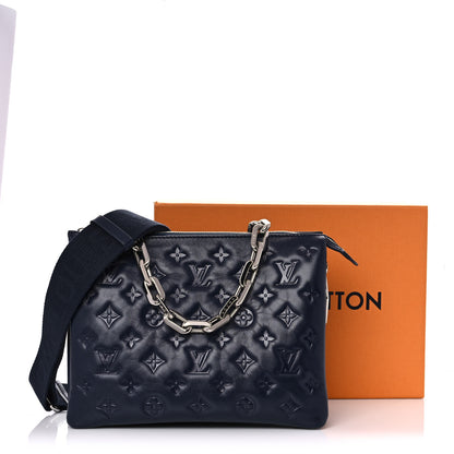 Louis Vuitton Lambskin Embossed Monogram Coussin PM Navy 10 of 10