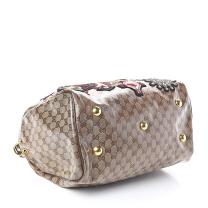 Gucci Crystal Monogram Fable Embroidered Large Babouska Boston Beige 4 of 9