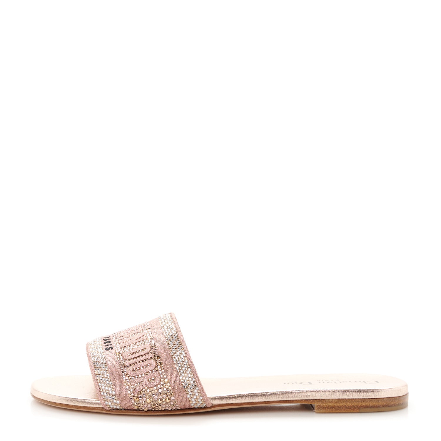 Christian Dior Canvas Crystal Embroidered Dway Slide Sandals 38 Rose Des Vents 1 of 9