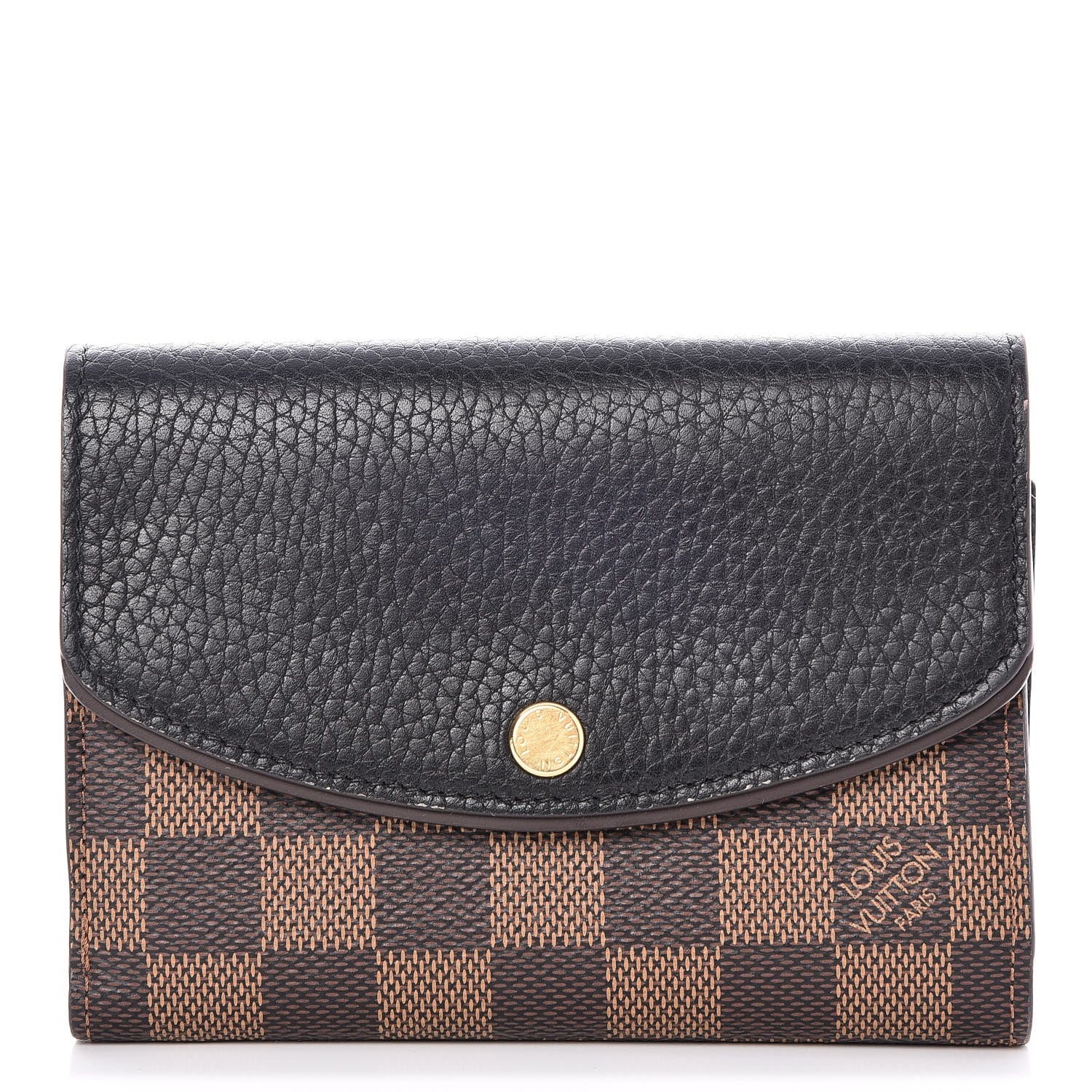 Louis Vuitton Damier Ebene Normandy Compact Wallet Black 1 of 8