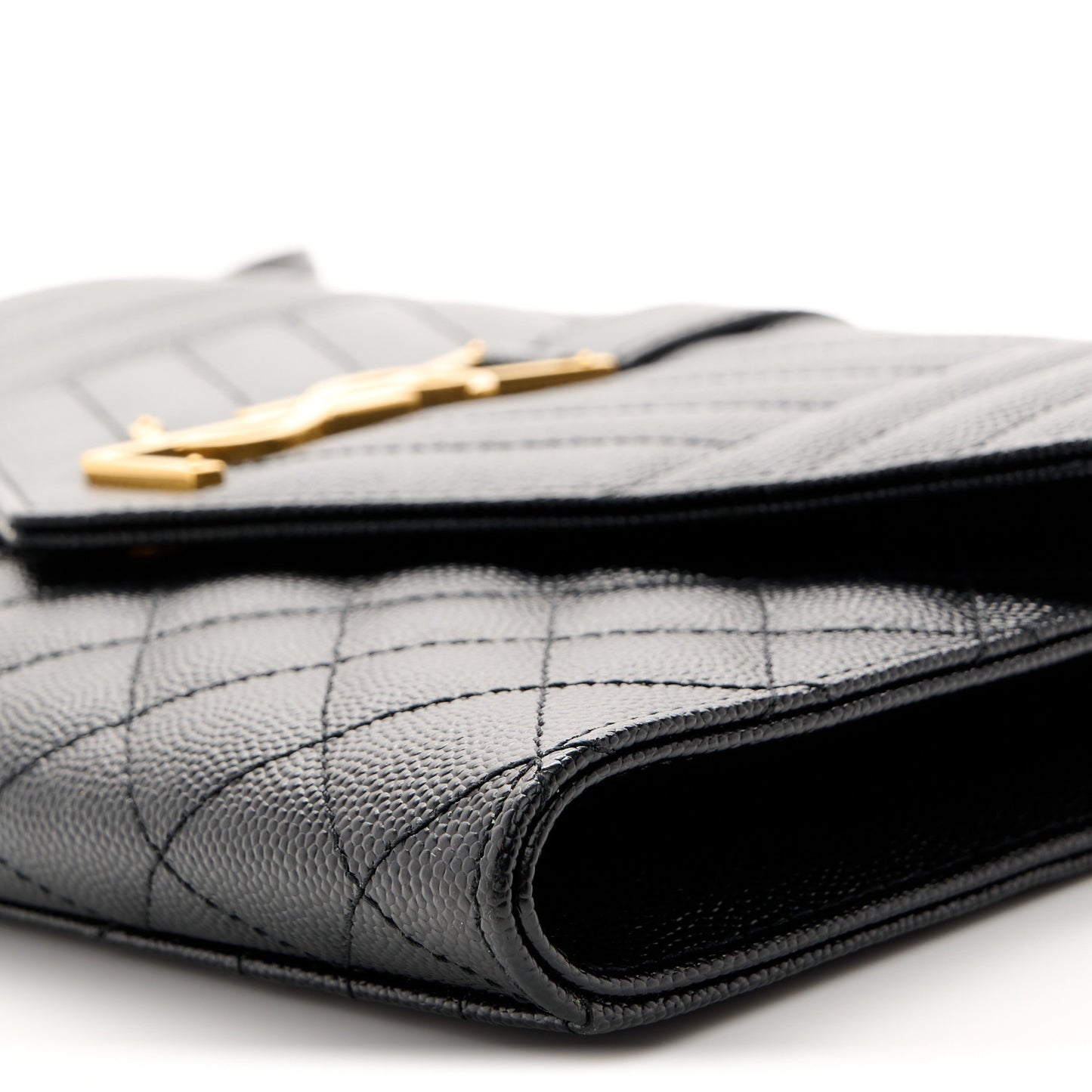 Grain De Poudre Textured Mixed Matelasse Triquilt Monogram Clutch Black