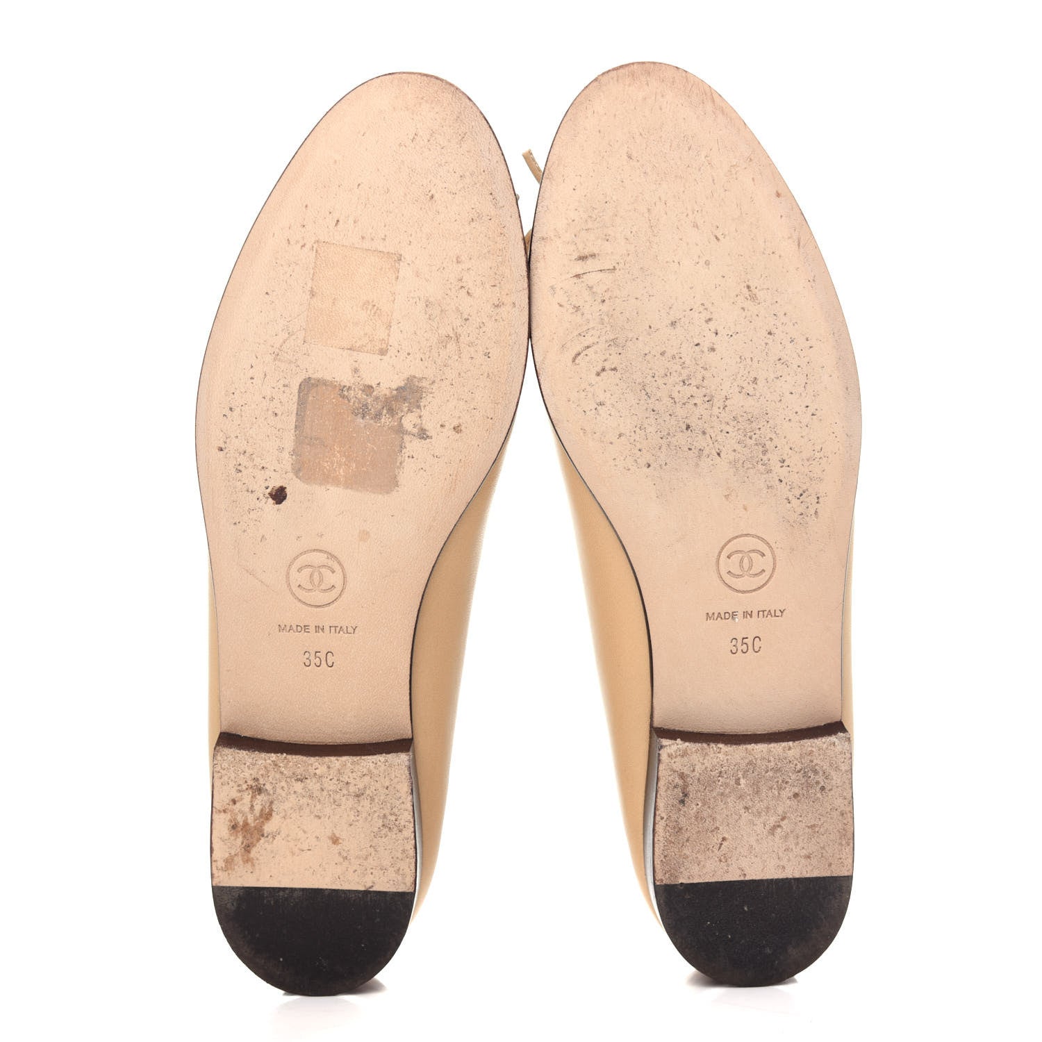Chanel Lambskin CC Cap Toe Ballerina Flats 35 Beige Black 5 of 11