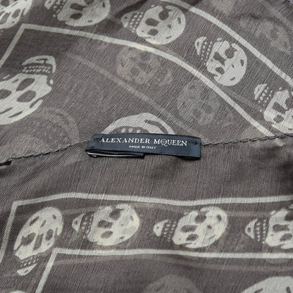 Alexander McQueen Silk Chiffon Skull Scarf Brown 4 of 6
