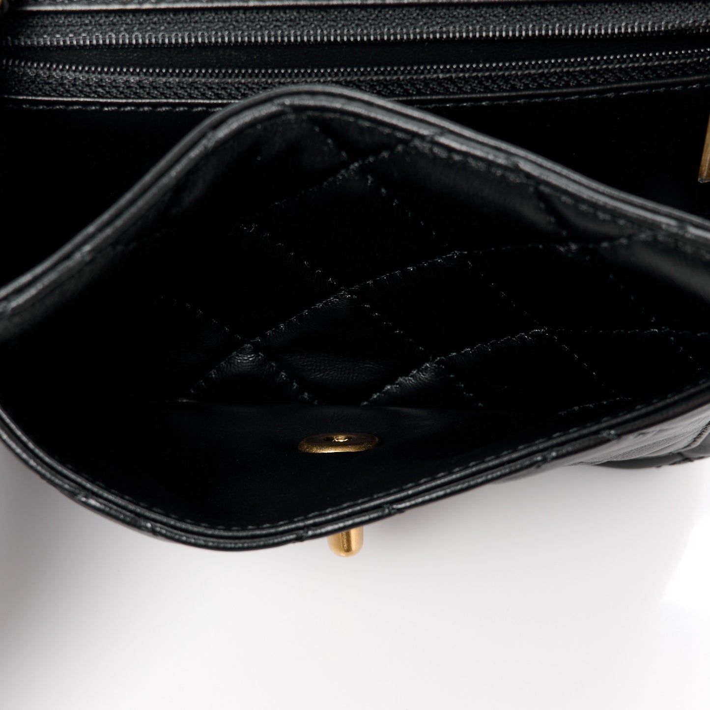 Shiny Lambskin Quilted Mini Maxi CC Flap Black