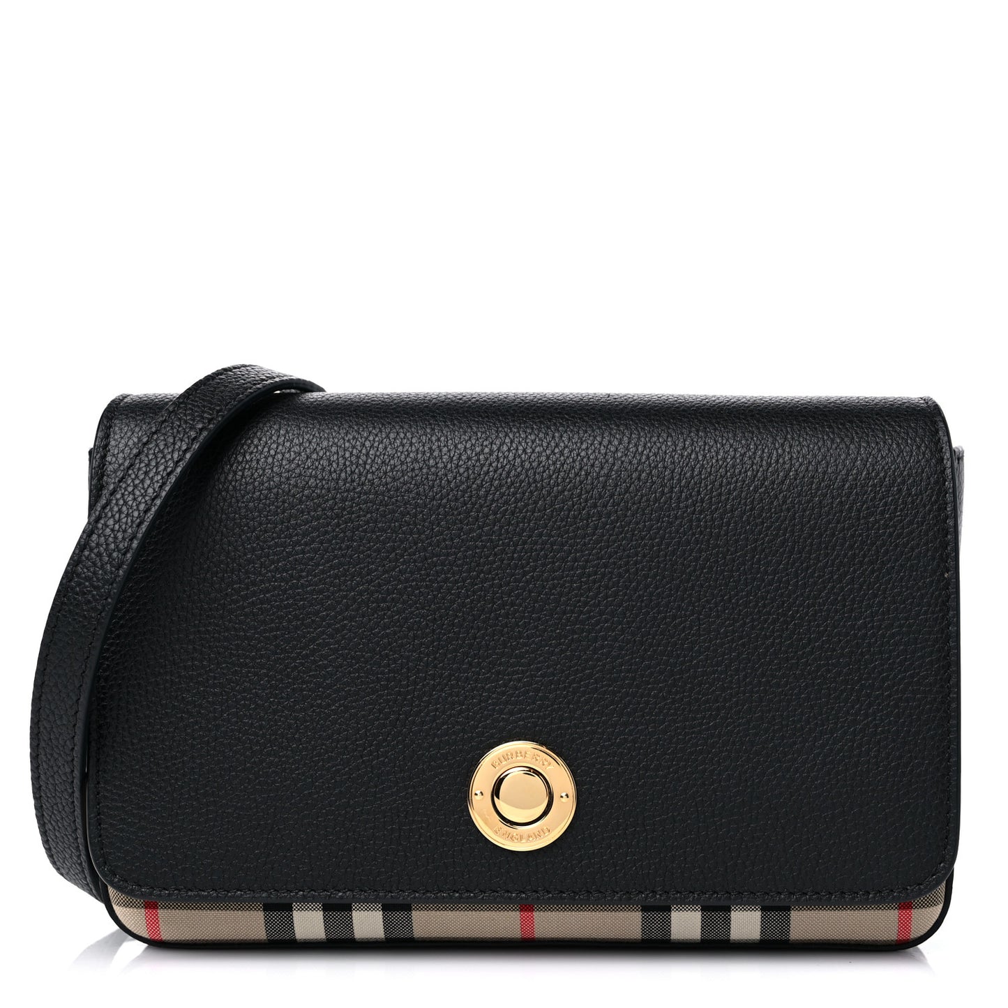 Grainy Calfskin Vintage Check Hampshire Crossbody Black