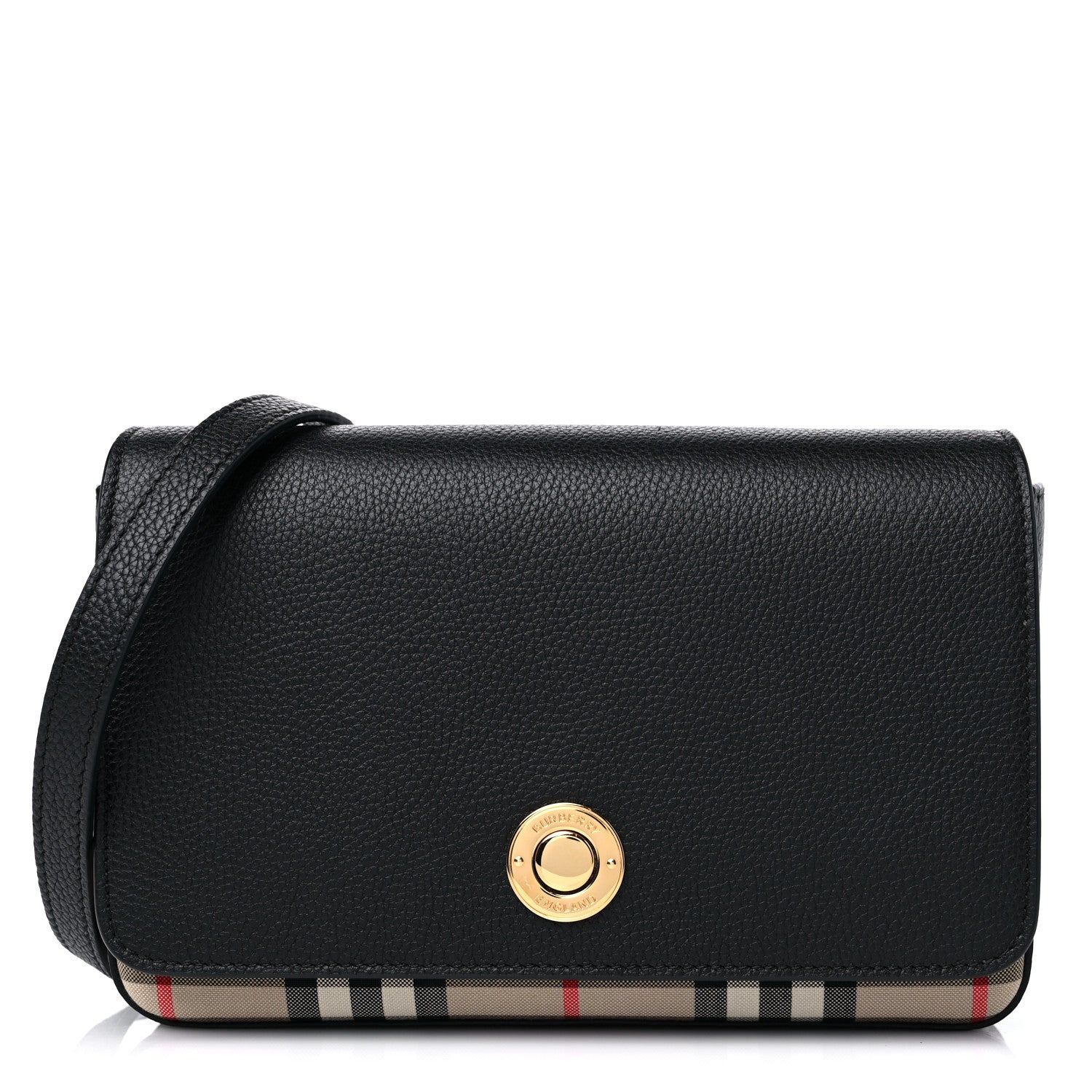 Burberry Grainy Calfskin Vintage Check Hampshire Crossbody Black 1 of 8