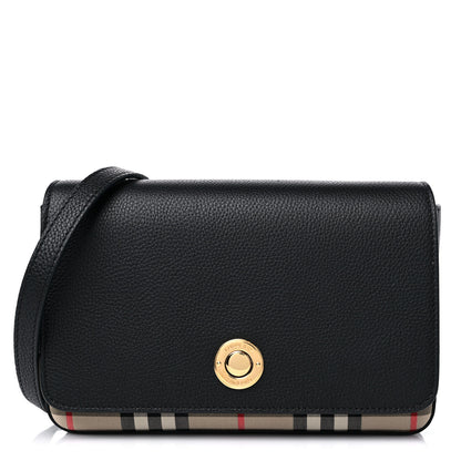 Burberry Grainy Calfskin Vintage Check Hampshire Crossbody Black 1 of 8
