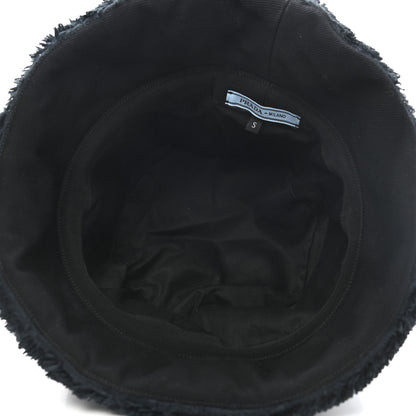 Prada Terry Cloth Logo Embroidered Womens Bucket Hat S Black White 8 of 9