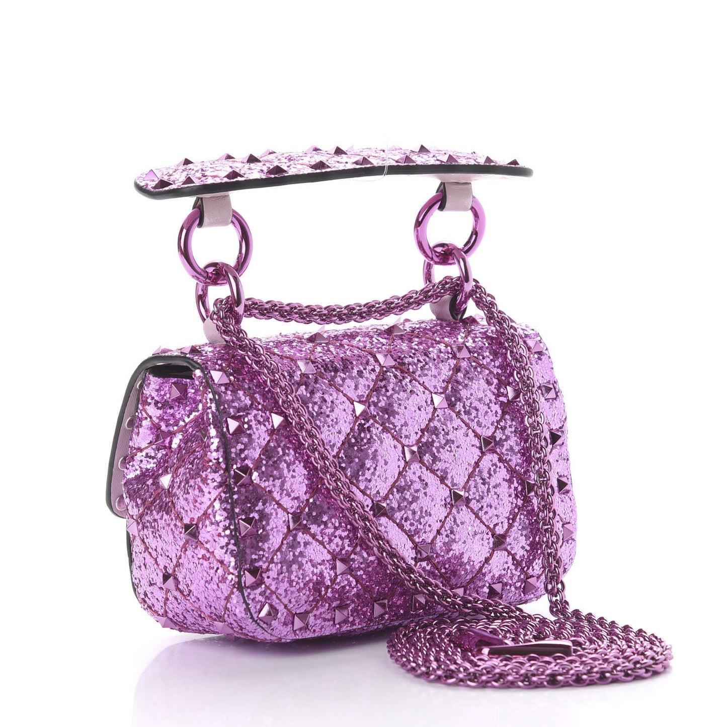 Glitter Micro Rockstud Spike Shoulder Bag Water Lilac