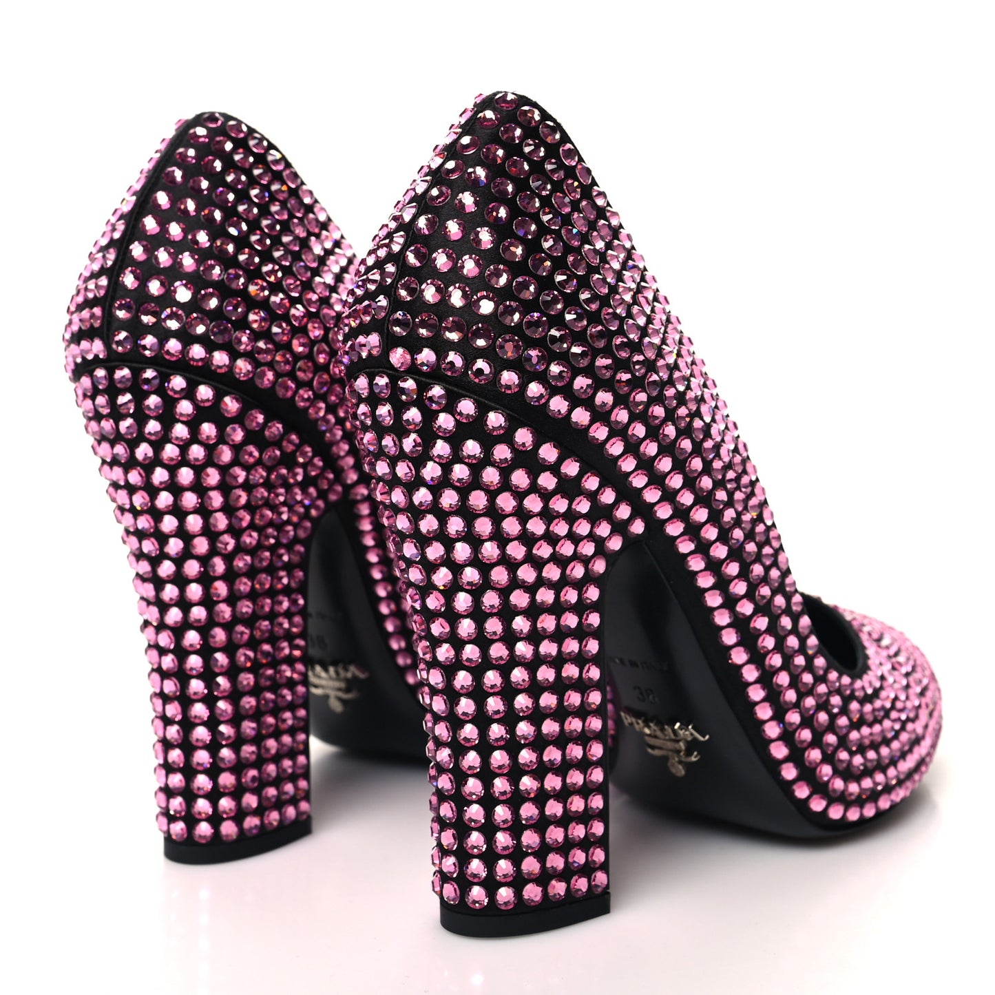 Satin Crystal 85mm Pumps 38 Rosa