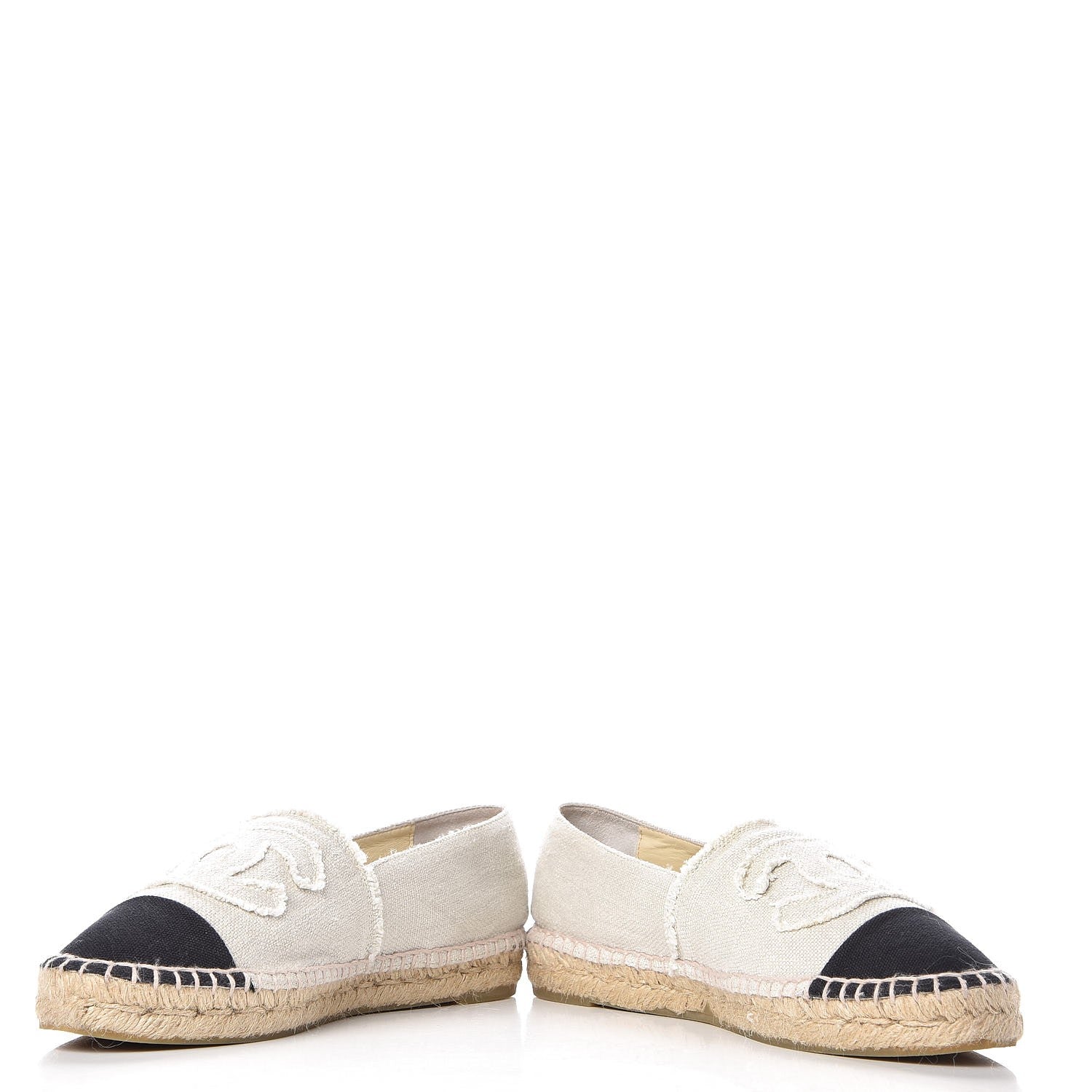 Louis Vuitton CHANEL Linen CC Espadrilles 40 Beige Black 6 of 12