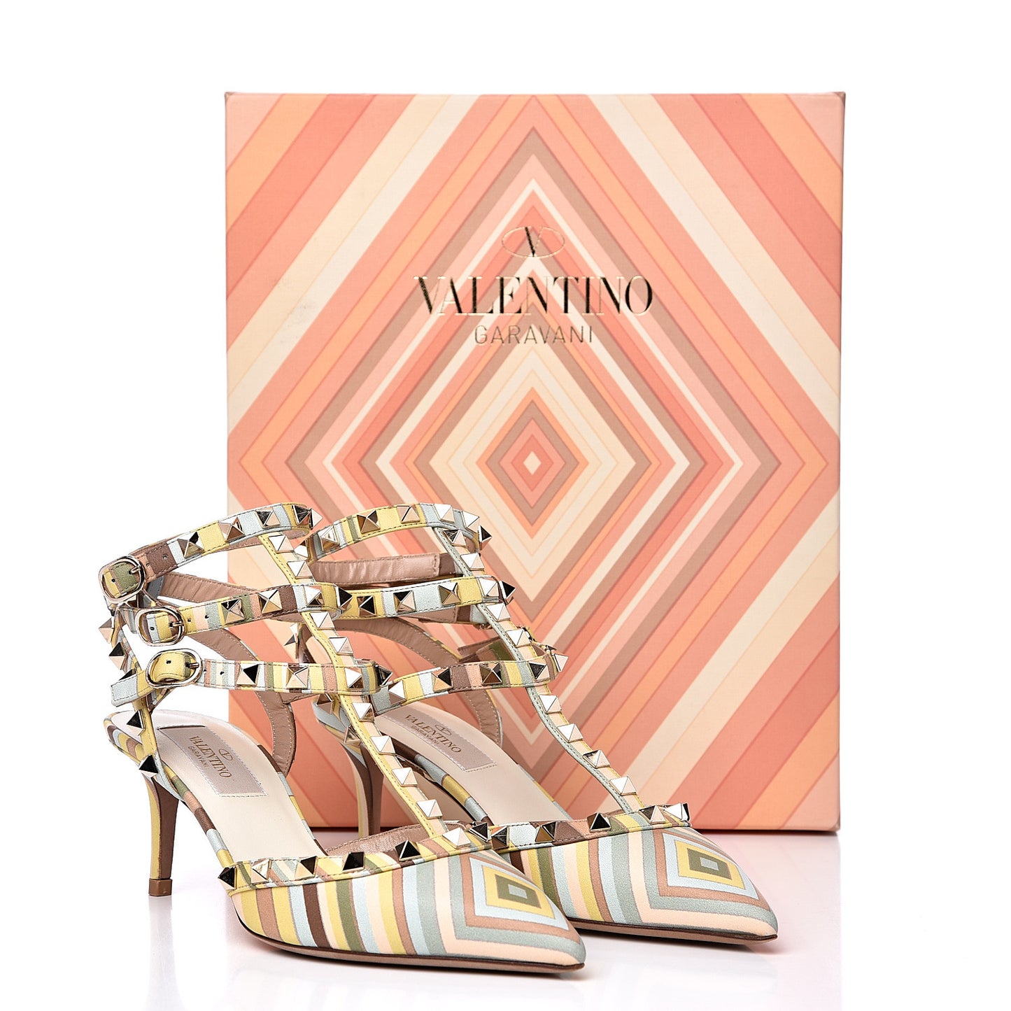 Nappa Native Couture 1975 Rockstud Ankle Strap Low Heel Pumps 36 Multicolor