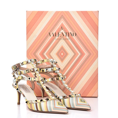 Valentino Garavani Nappa Native Couture 1975 Rockstud Ankle Strap Low Heel Pumps 36 Multicolor 8 of 8