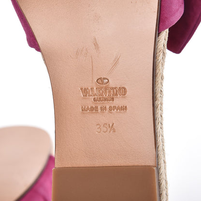 Valentino Garavani Suede Tropical Bow Espadrille Flat Slide Sandals 35.5 Deep Cyclamin 8 of 9