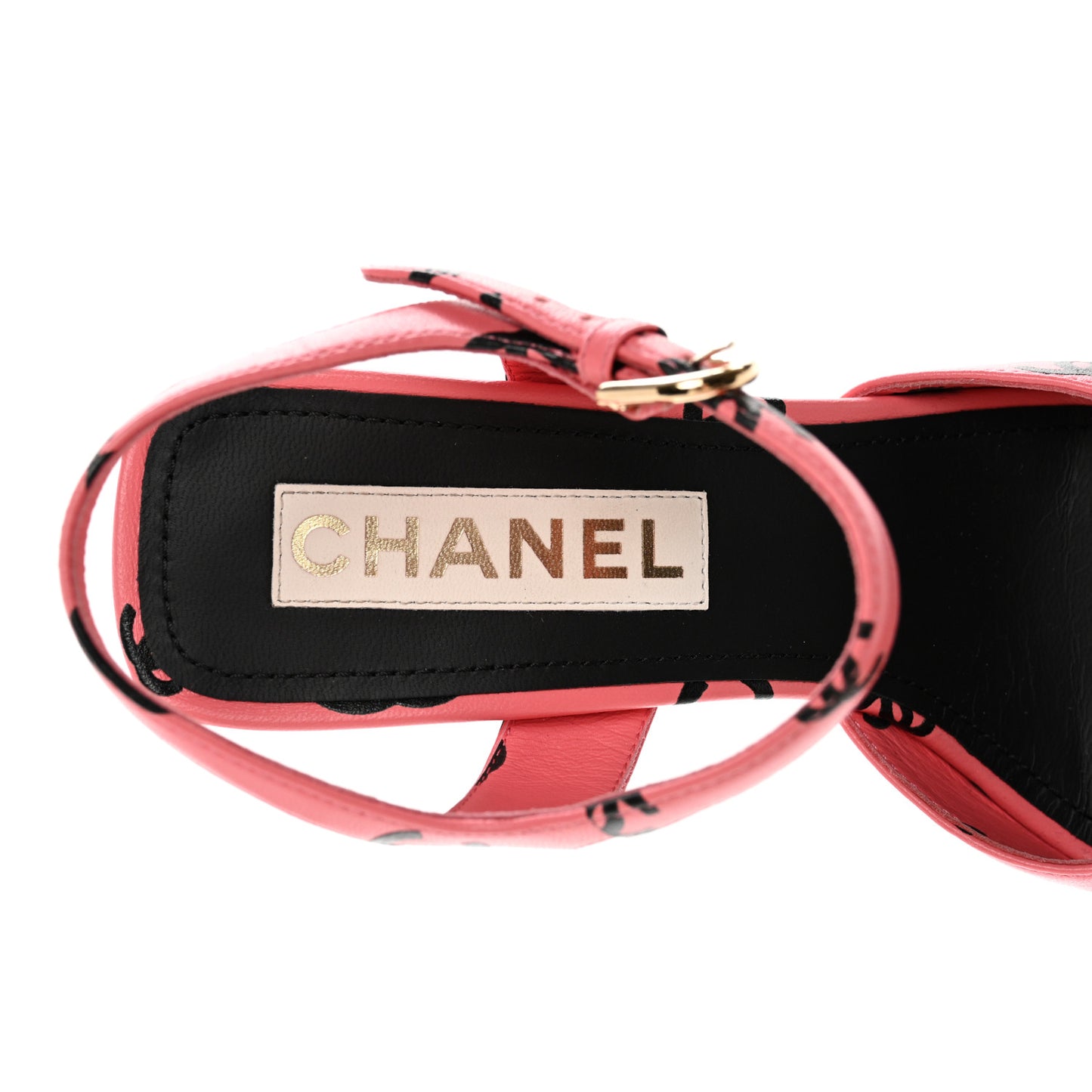 Lambskin Printed CC Sandals 39 Pink Black