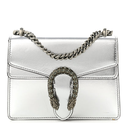 Gucci Metallic Calfskin Crystal Mini Dionysus Shoulder Bag Silver 1 of 13