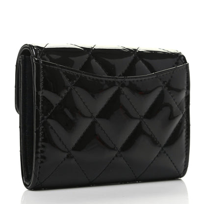 Chanel Patent Quilted Flap Card Holder Wallet Black 3 of 8