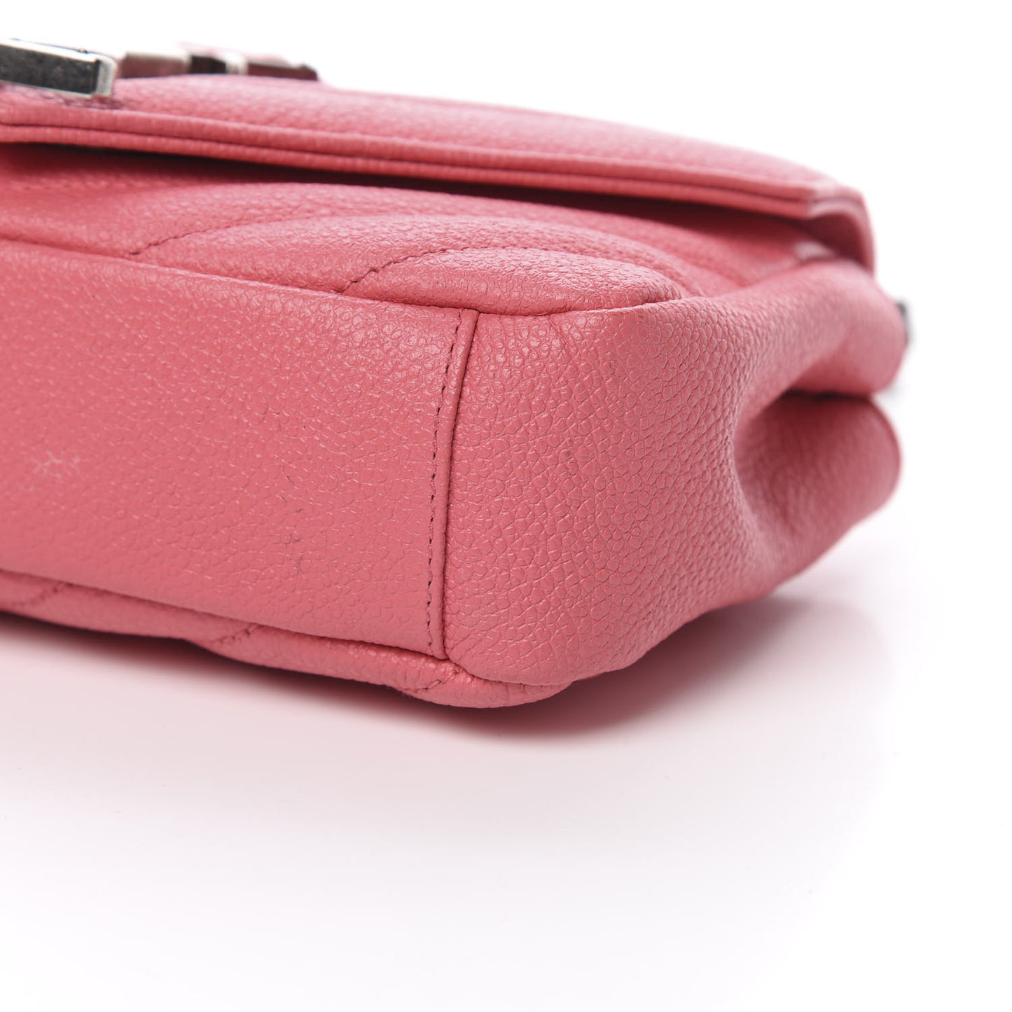 Grained Calfskin Matelassé Chevron Monogram Classic Baby Chain Bag Rose Dark