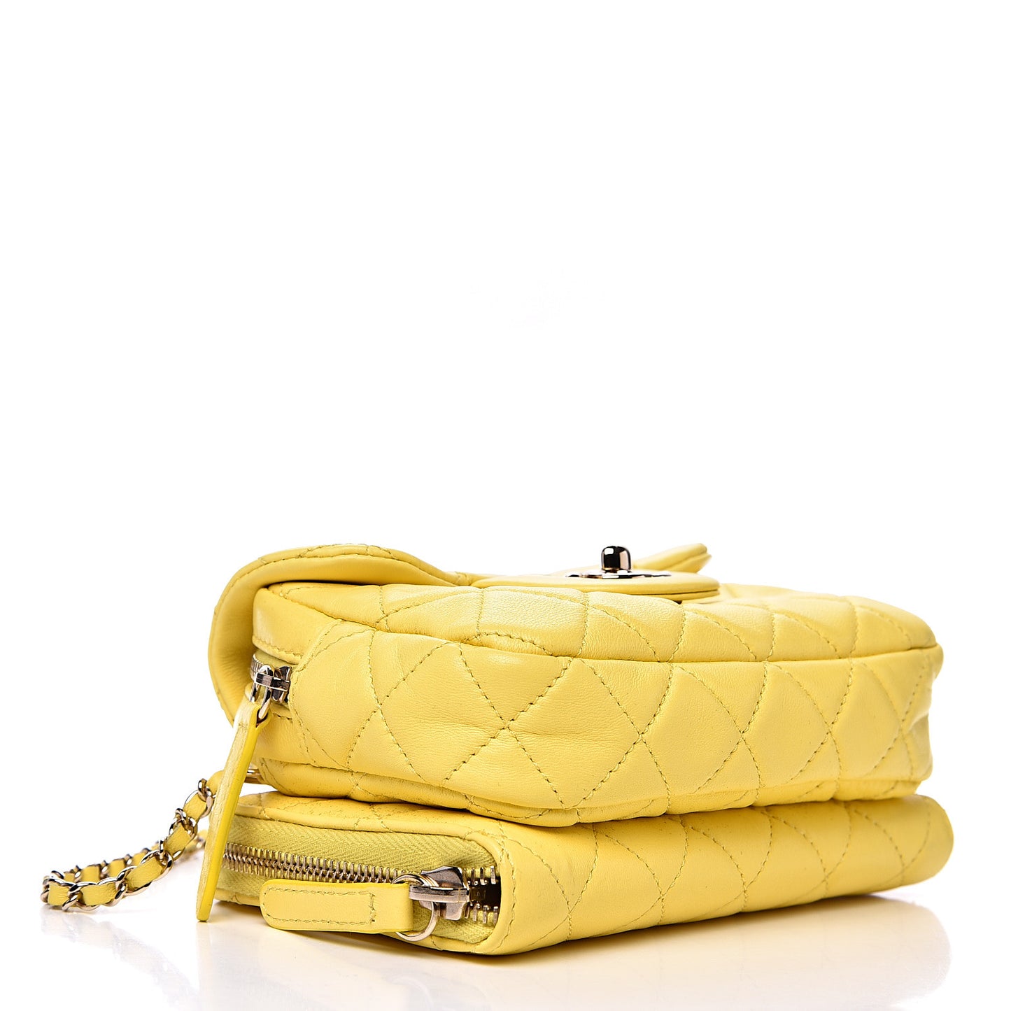 Lambskin Quilted Small Pocket Camera Case Yellow