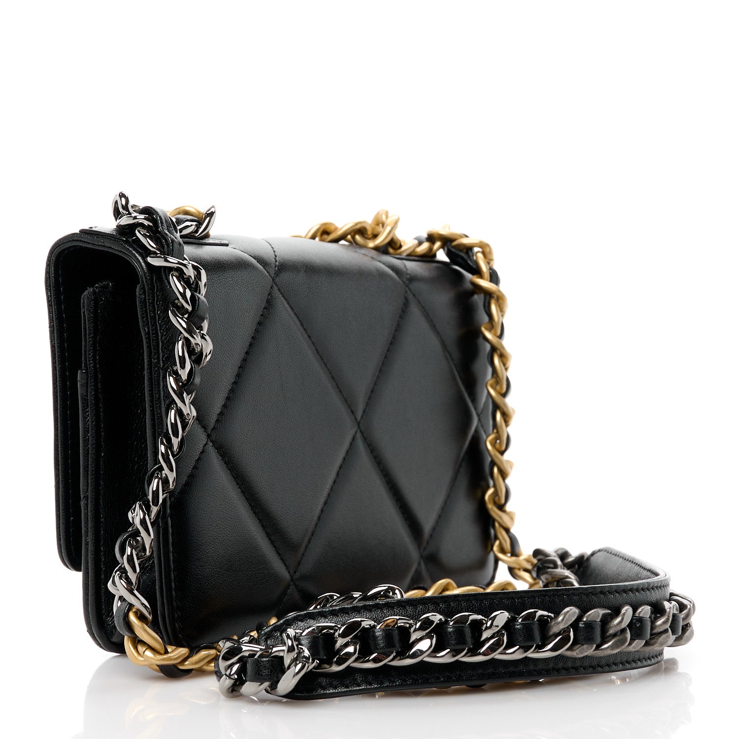Chanel Lambskin Quilted Chanel 19 Wallet On Chain WOC Black 3 of 11