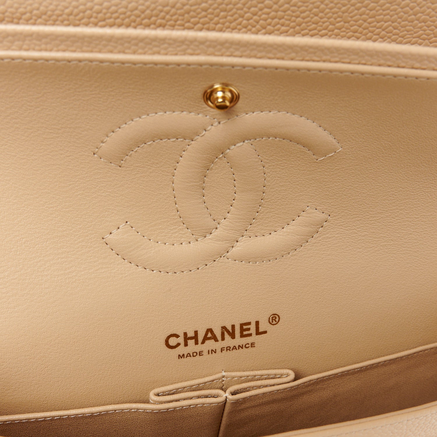 Chanel Caviar Quilted Medium Double Flap Light Beige 6 of 11