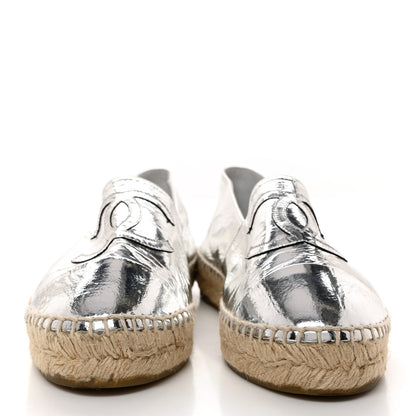 Chanel Laminated Goatskin CC Espadrilles 39 Silver 2 of 9
