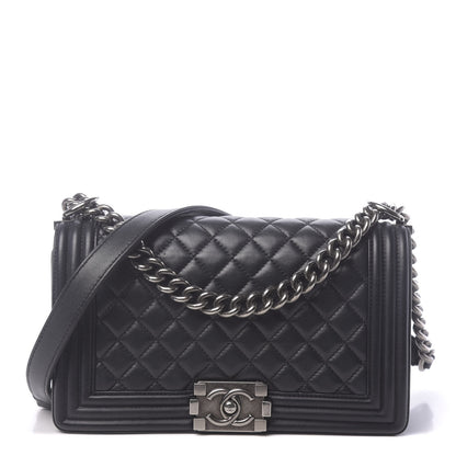 Chanel Lambskin Quilted Medium Boy Flap Black 1 of 14