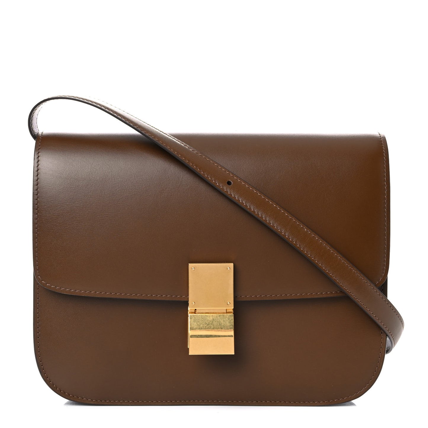 Box Calfskin Medium Classic Box Flap Bag Camel