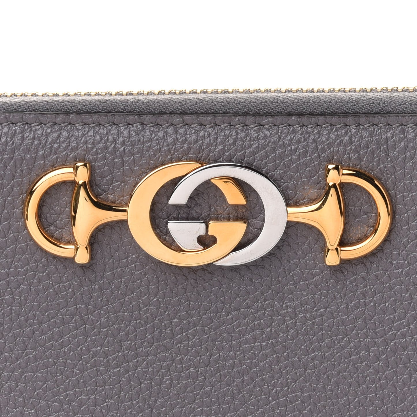Grainy Calfskin Zumi Zip Around Wallet Dusty Grey