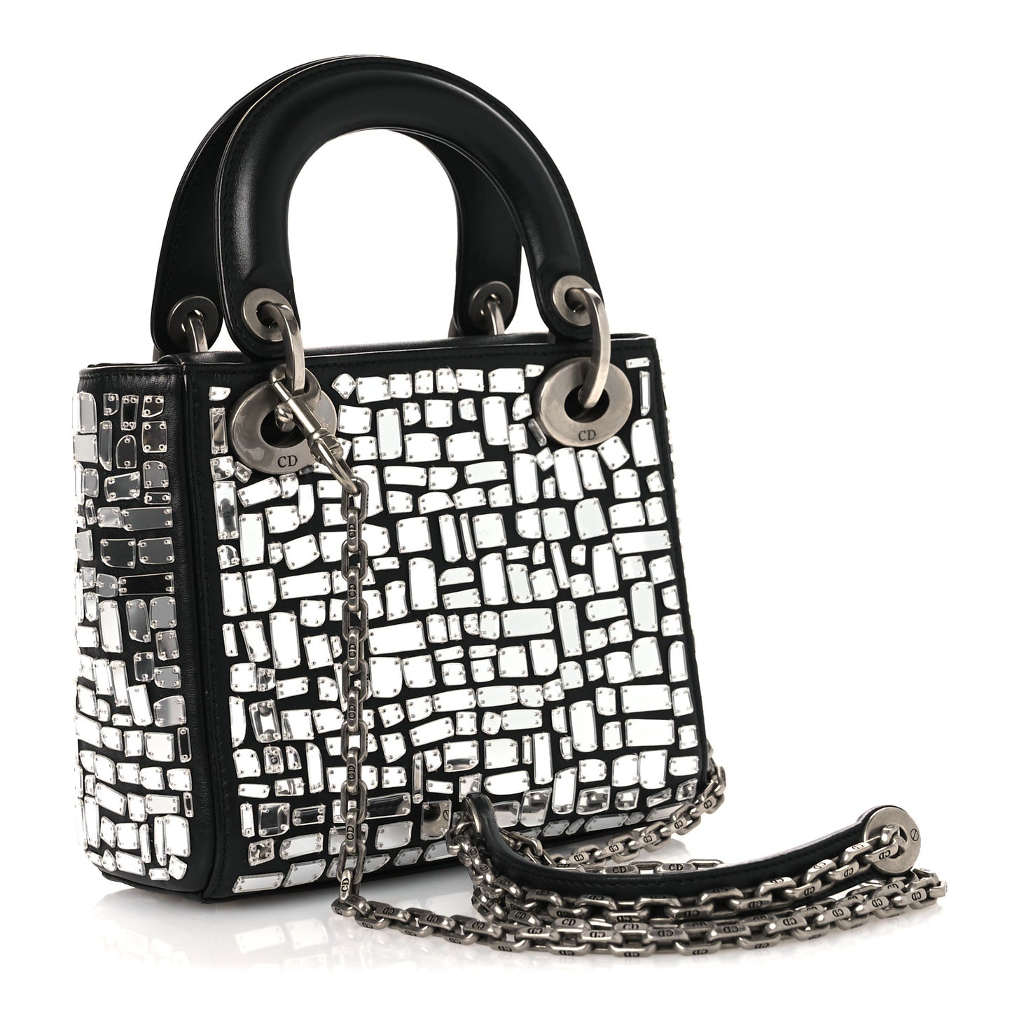 Smooth Calfskin Embroidered Mini Mosaic of Mirrors Lady Dior Black