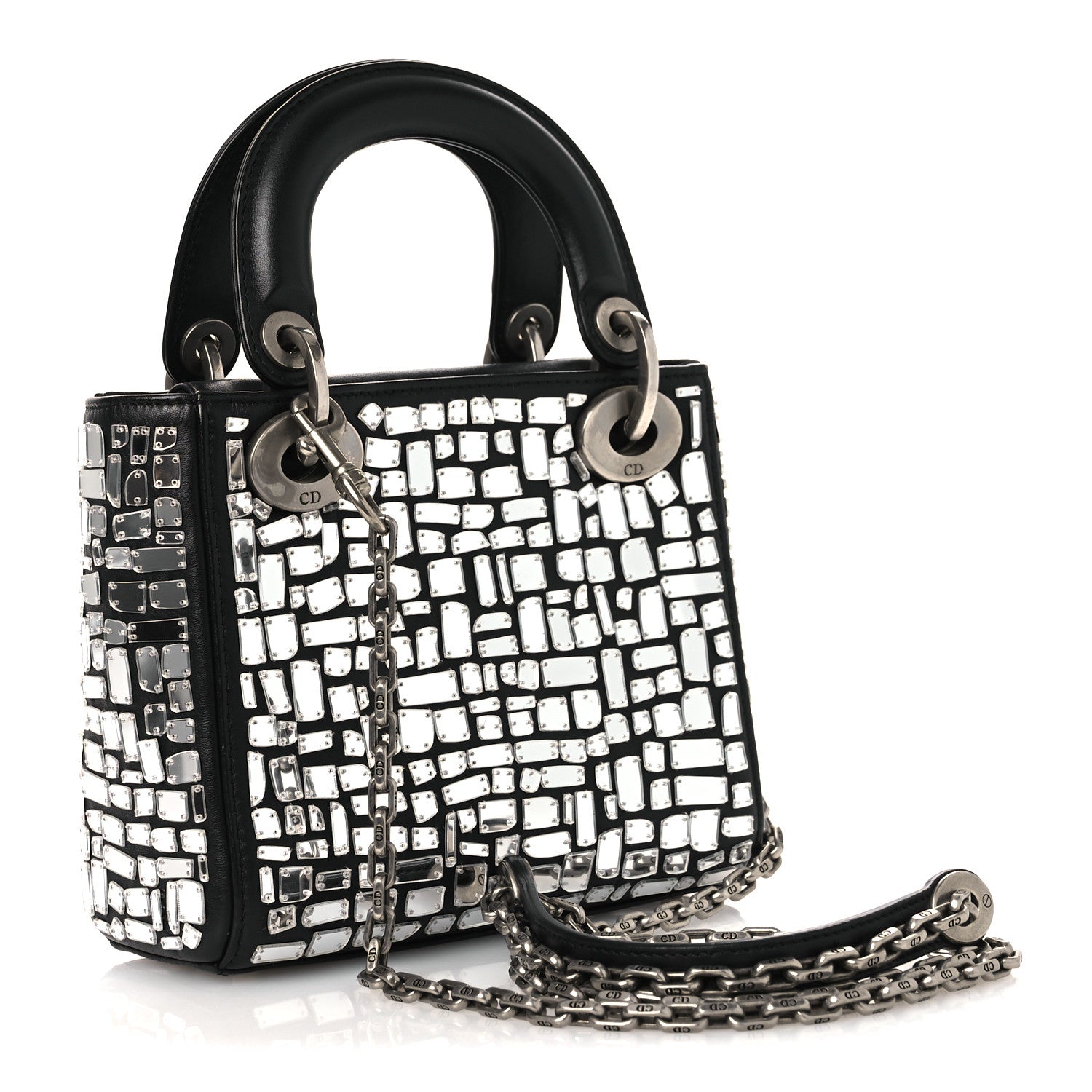 Christian Dior Smooth Calfskin Embroidered Mini Mosaic of Mirrors Lady Dior Black 3 of 12