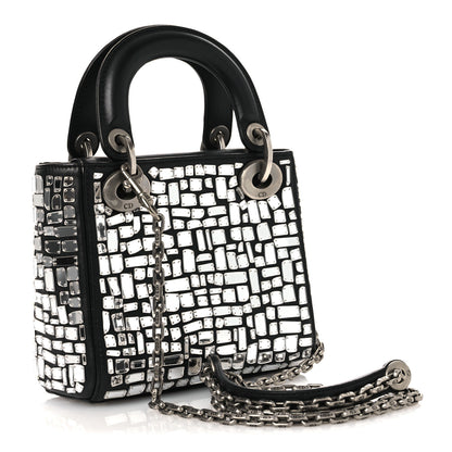 Christian Dior Smooth Calfskin Embroidered Mini Mosaic of Mirrors Lady Dior Black 3 of 12
