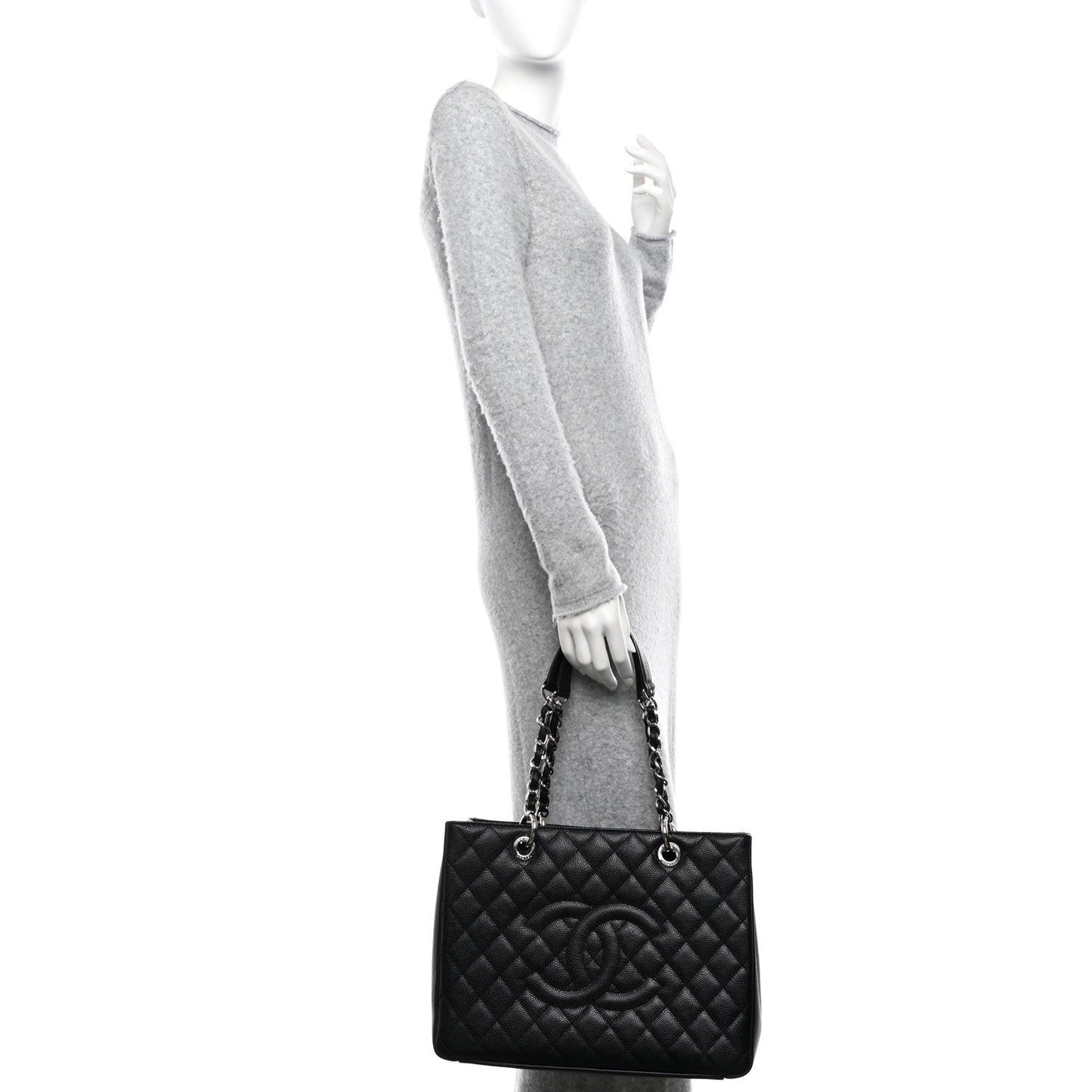 Caviar Quilted Grand Shopping Tote GST Black