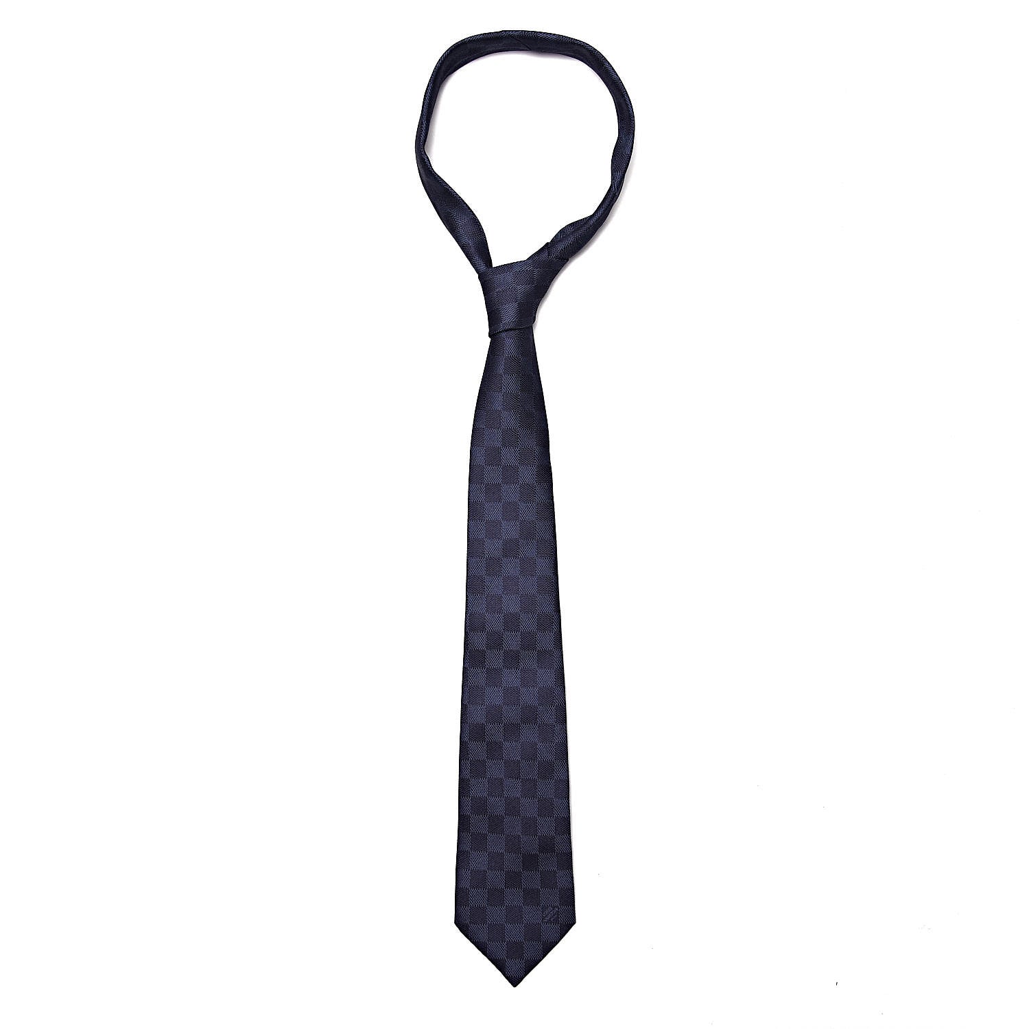 Louis Vuitton Silk Damier Classique Mens Neck Tie Marine 1 of 3