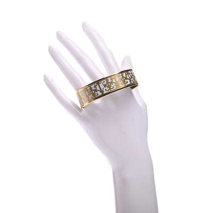 Hermes Enamel Printed Wide Balcons du Guadalquivir Bracelet 62 Gold 2 of 6