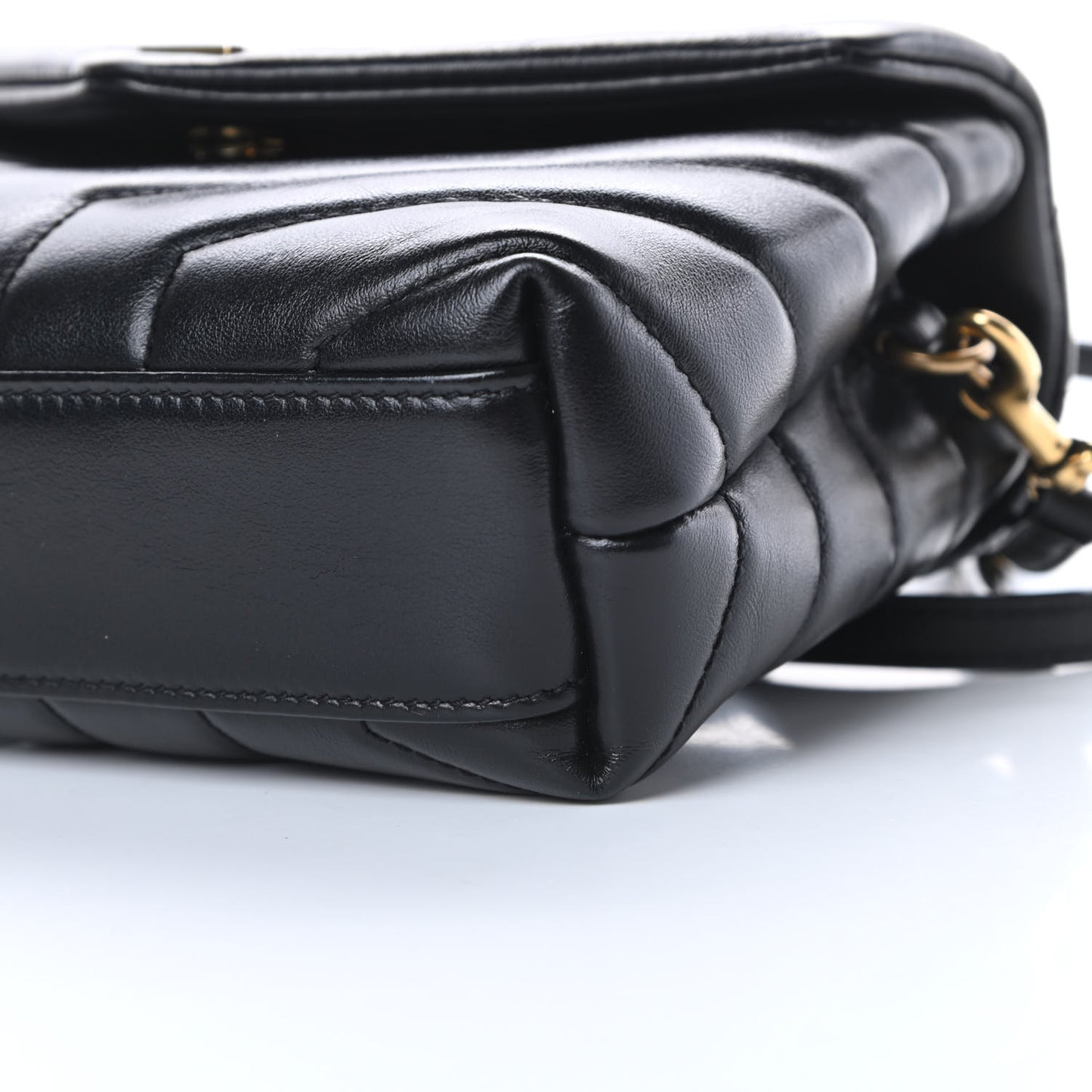 Calfskin Y Quilted Monogram Toy Loulou Crossbody Bag Black