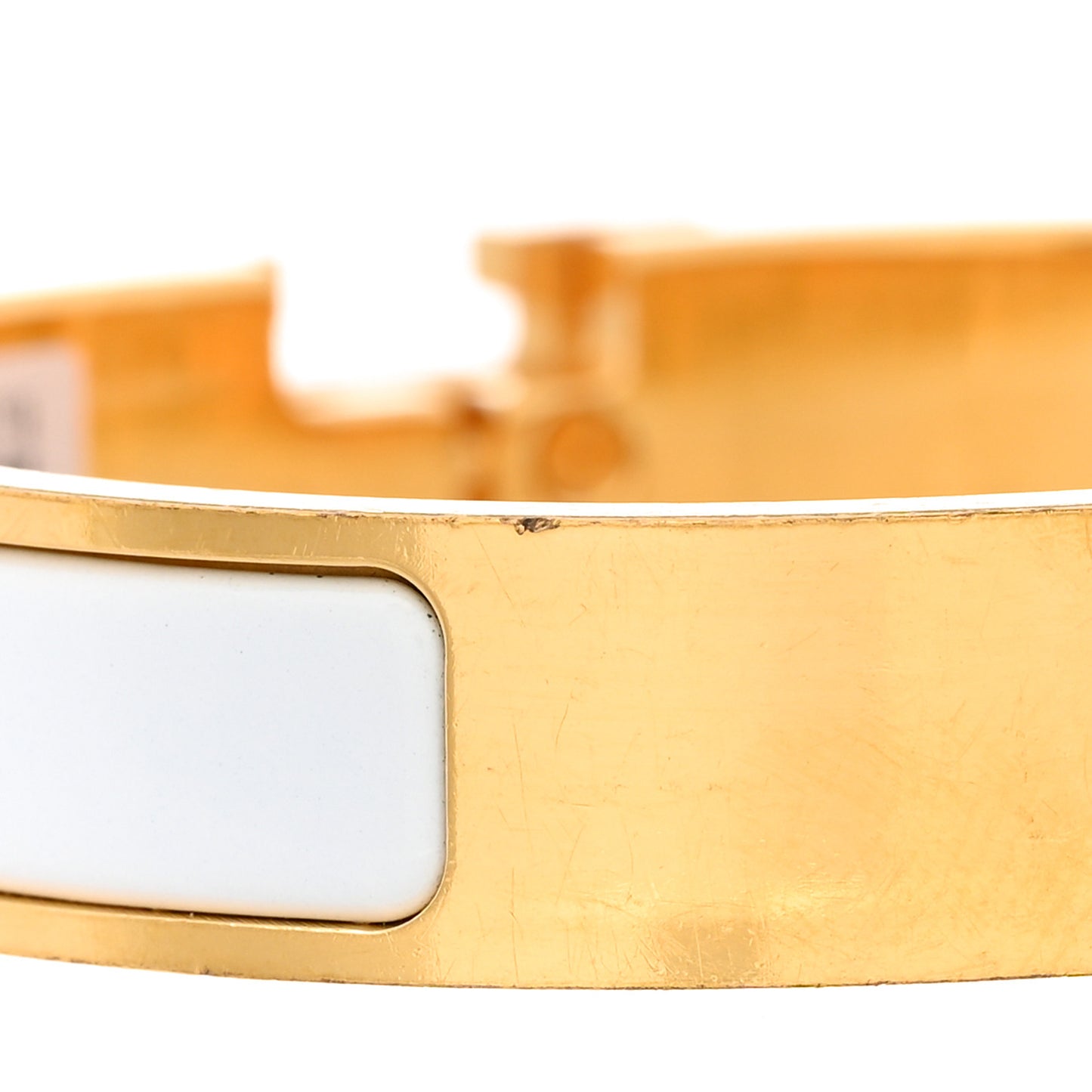 Enamel Narrow Clic Clac H Bracelet GM White