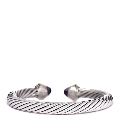 David Yurman Sterling Silver 14K Yellow Gold Amethyst 7mm Cable Classics Bracelet 3 of 5