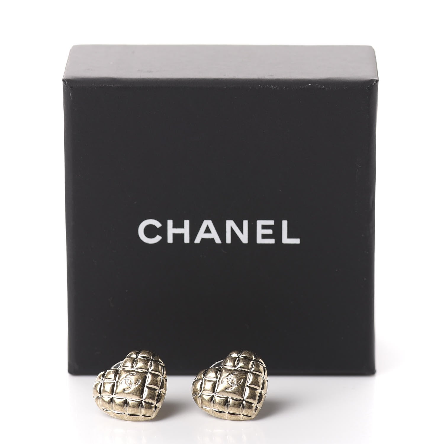 Chanel Quilted CC Heart Earrings Gold 5 of 5